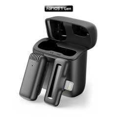 Microphone cravate sans fil J11-L / iPHONE avec boîtier de chargement, lot d'un seul micro à revers pour iPhone
