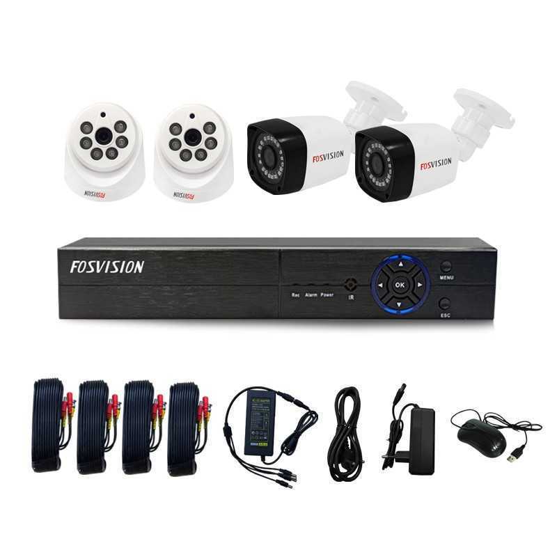 kit 4 caméras de surveillance fosvision 2mp | dvr full hd | vision nocturne | original