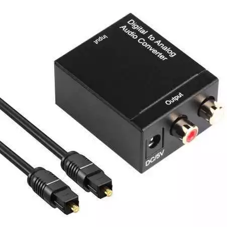 Convertisseur Audio numérique à analogique, convertisseur Audio optique numérique (SPDIF/Toslink) et RCA (L/R) stéréo avec Fiber