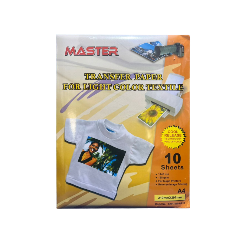 Papier de transfert pour tissu clair 10 feuilles Master EMP7260-A4-10 Papier de transfert pour tissu clair 10 feuilles Master EMP7260-A4-10