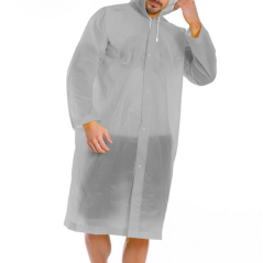 Manteau de Pluie Transparent à Capuche | Imperméable Clair à Boutons