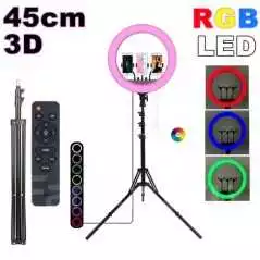 Ring light LED colorée 45 cm RGB MJ18 3D pour trépied selfie et vidéo