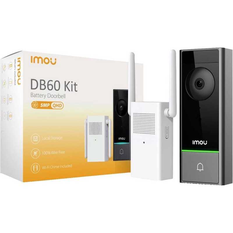 Sonnette vidéo sans fil, Wi-Fi, IMOU DB60 H.265 5MP QHD IP65 2K avec alimentation par batterie