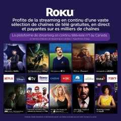 Lecteur de streaming Roku Ultra LT (4K/HDR/HD) avec remote vocale, Ethernet, HDMI 6FT 4K stockage 64Go