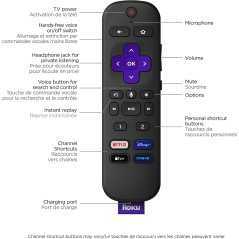 Lecteur de streaming Roku Ultra LT (4K/HDR/HD) avec remote vocale, Ethernet, HDMI 6FT 4K stockage 64Go