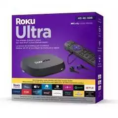 Lecteur de streaming Roku Ultra LT (4K/HDR/HD) avec remote vocale, Ethernet, HDMI 6FT 4K stockage 64Go