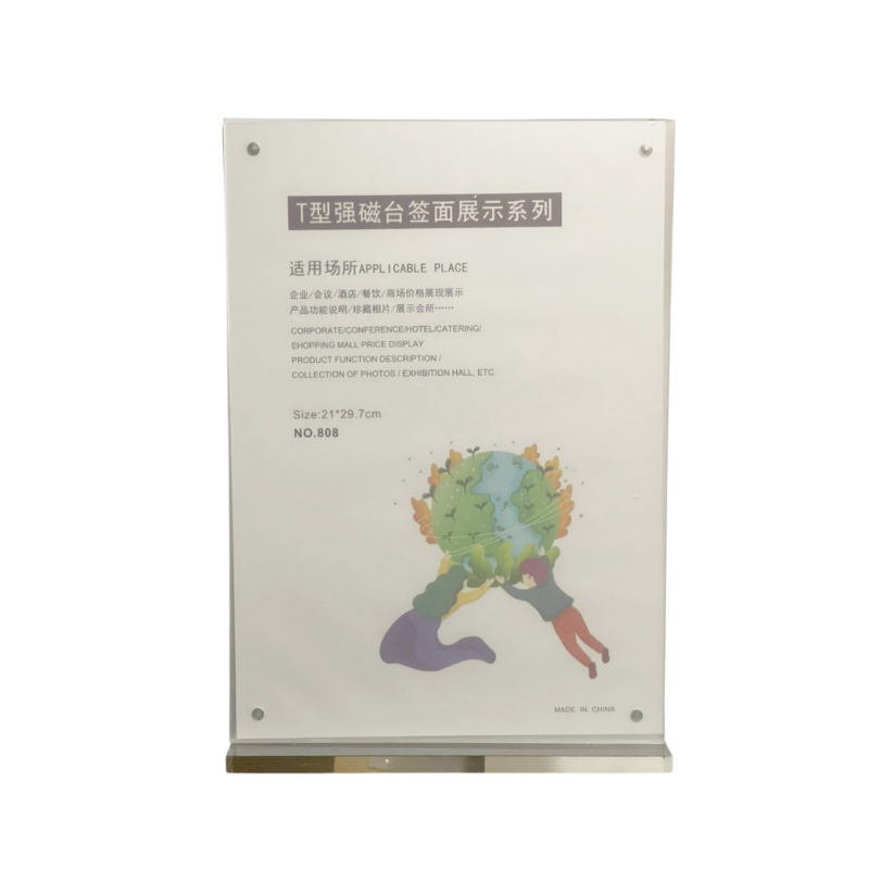 Support d'affichage A4 d'étiquettes de table magnétique forte en forme de T Support d'affichage A4 d'étiquettes de table magnétique forte en forme de T