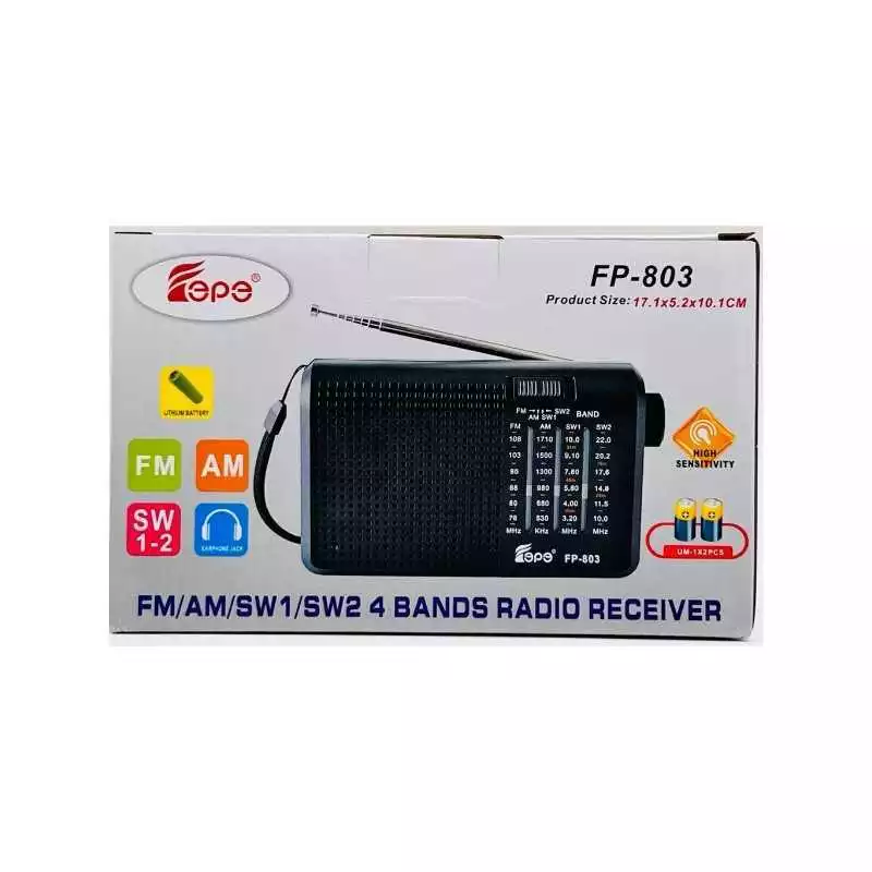 Radio portable Fepe FP-803 rechargeable 3.7v 500mAh Lithium FM/AM/SW1/SW2