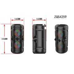 Haut-parleur sans fil bluetooth portable à lumière led ZQS4259 double caisson de basse multimédia de 4 pouces
