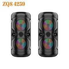Haut-parleur sans fil bluetooth portable à lumière led ZQS4259 double caisson de basse multimédia de 4 pouces