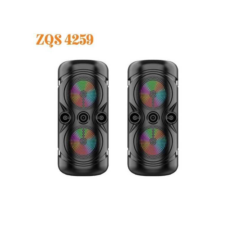Haut-parleur sans fil bluetooth portable à lumière led ZQS4259 double caisson de basse multimédia de 4 pouces