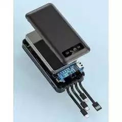 Power Bank ORV V-227 30000mAh charge rapide avec 4 câbles de charge, compatibles avec tous les téléphones
