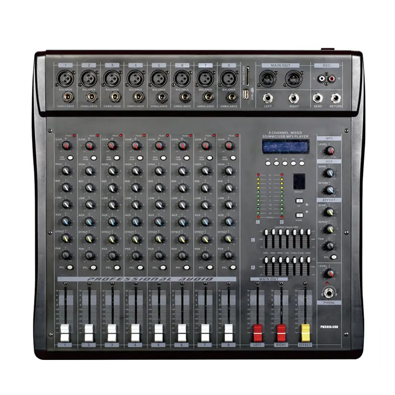 Table de mixage audio professionnelle PMX808D avec USB et BT Table de mixage audio professionnelle PMX808D avec USB et BT