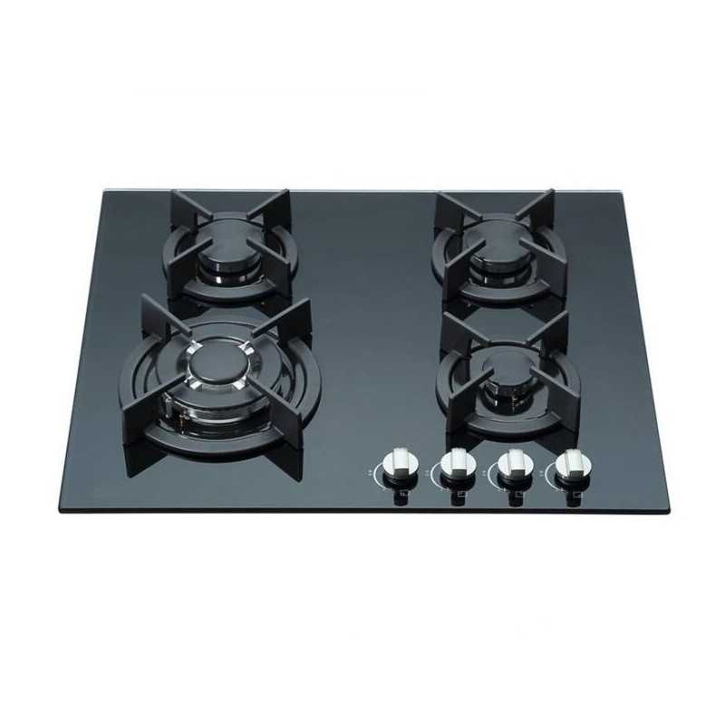 Plaque de cuisson Vov VGH4002BK 4Feux 60X60 Verre Noir
