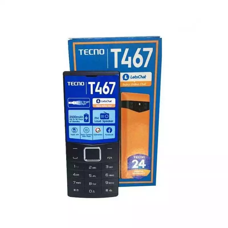 Téléphone TECNO T467 triple sim mémoire 4 Mo rom + 4 Mo ram écran 2.4 pouces avec Lampe Flash pour appareil photo, FM, BT