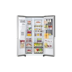 Réfrigérateur side by side Knock Knock LG GCX257CSES avec fontaine 617 Litres Silver