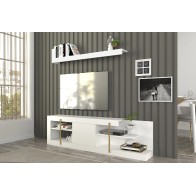 Ensemble meuble TV T722 et étagère Manon Blanc