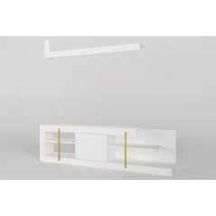 Ensemble meuble TV T722 et étagère Manon Blanc