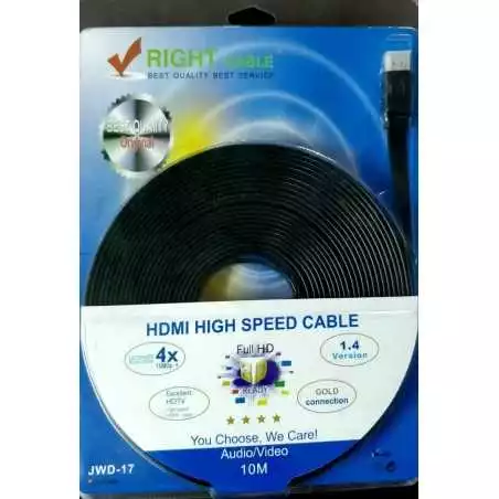 Câble HDMI plat vers HDMI JWD-17 haute puissance 10 metres