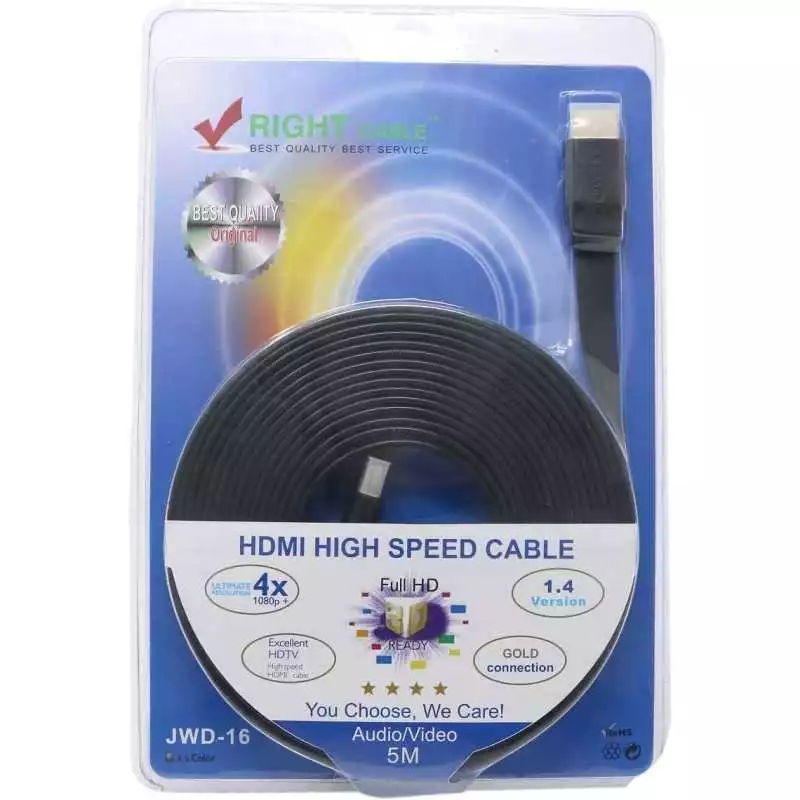 Câble HDMI plat Vers HDMI haute vitesse JWD-16 5 metres multi-usage