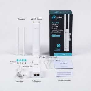 Point d'Accès Extérieur TP-Link EAP225 | Wi-Fi AC1200 MU-MIMO | Omada Mesh | Gigabit PoE | IP65