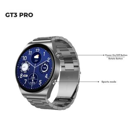 Montre intelligente GTab GT3 Pro avec bracelet en acier inoxydable - Noir