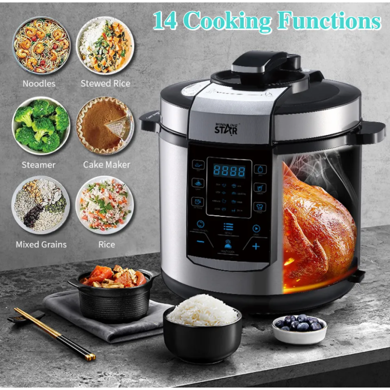 Autocuiseur Multifonctions Silver Crest 6022, 6 Litres En Acier Inoxydable, Système De Pression Et De Securite