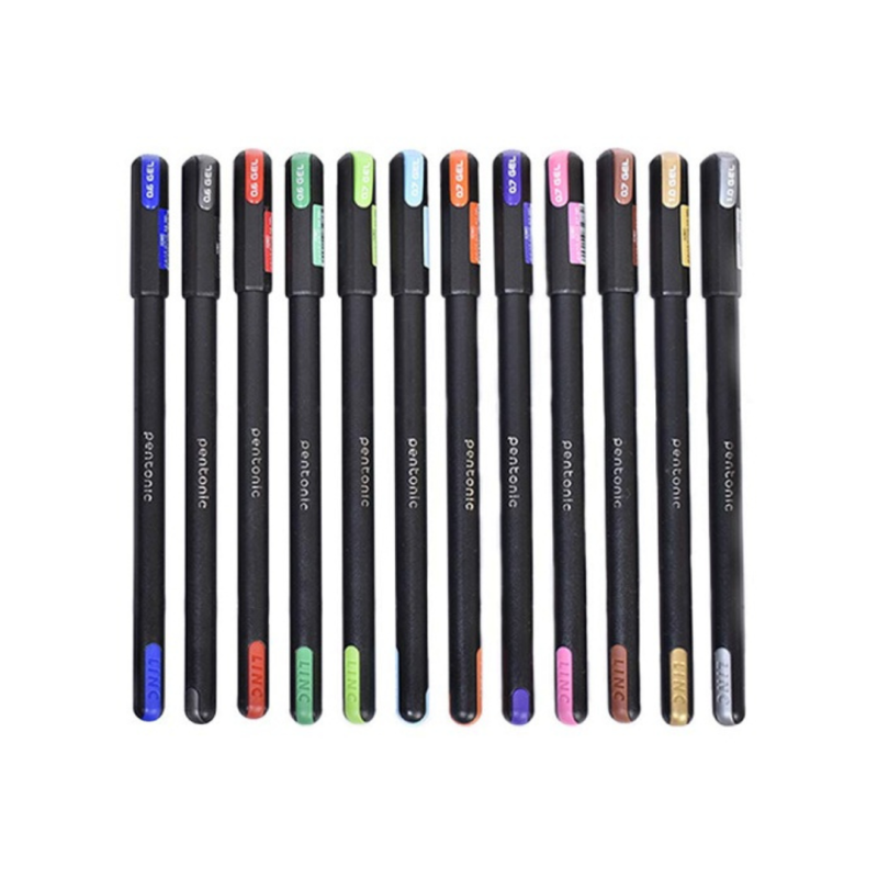 Stylo gel multicolore Pentonic (0,6 mm-1,0 mm, corps noir, lot de 12 pièces) Stylo gel multicolore Pentonic (0,6 mm-1,0 mm, corps noir, lot de 12 pièces)
