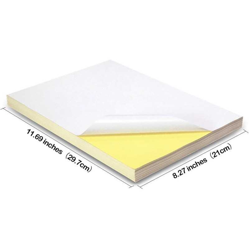 Lot 100 feuilles autocollantes A4 papier adhésif blanc, Papier brillant pour imprimante, étiquettes d'expédition, dossiers Lot 100 feuilles autocollantes A4 papier adhésif blanc, Papier brillant pour imprimante, étiquettes d'expédition, dossiers