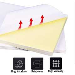 Lot 100 feuilles autocollantes A4 papier adhésif blanc, Papier brillant pour imprimante, étiquettes d'expédition, dossiers