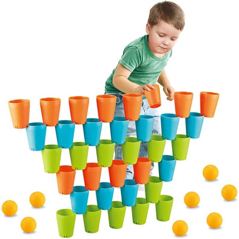 Ensemble de jouets 3 en 1 pour bébé, gobelets empilables, 36 gobelets empilables et 8 balles Ensemble de jouets 3 en 1 pour bébé, gobelets empilables, 36 gobelets empilables et 8 balles