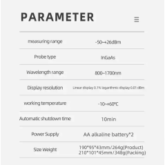 Testeur de câble à fibre optique FTTH Connexions SC/LC/ST/FC Compteur de puissance optique OPM -50 ~ + 26dBm