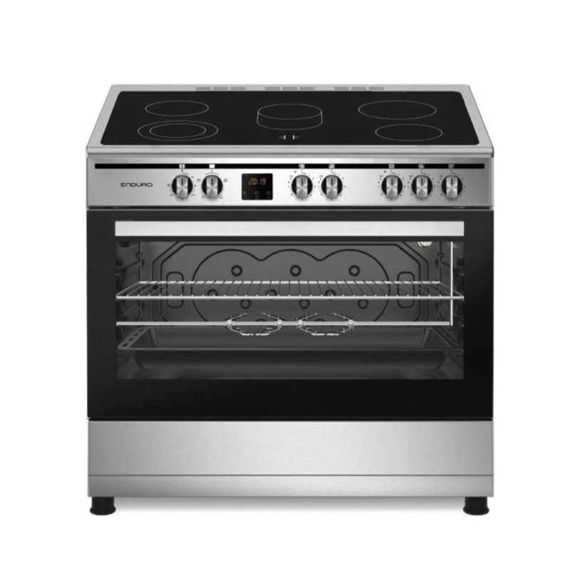 Cuisinière vitrocéramique ENDURO S9060VTC 90X60 cm gril haut et bas inox Cuisinière vitrocéramique ENDURO S9060VTC 90X60 cm gril haut et bas inox