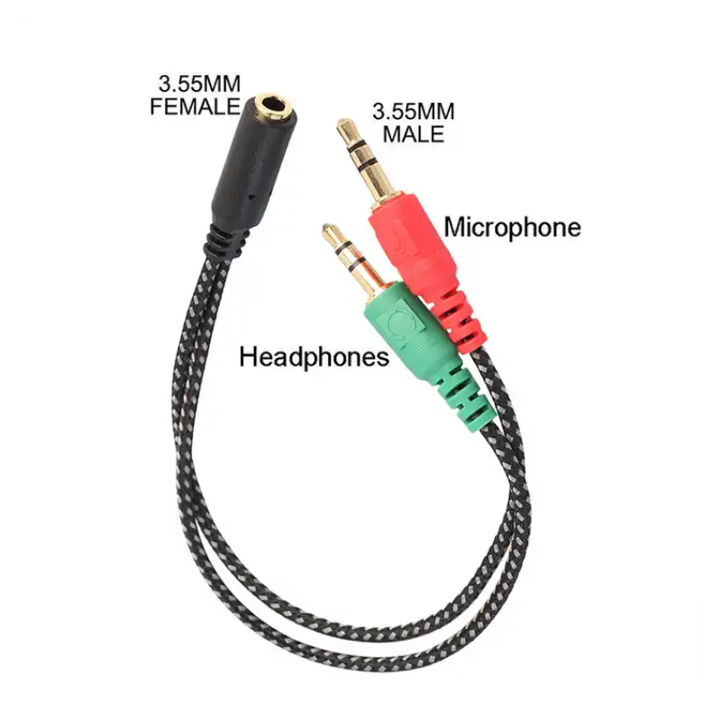 Audio Mic Splitter 2:1 Audio Mic To 1 Combo Mic Audi 3.5mm Jack BLACK CONVERTER - Foto 5