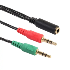 Écouteur Audio Mic Splitter Câble Adaptateur 2 Mâle à 1 Femelle 1 entrée à 2 sorties Stéréo Polybag Stock Aux Câble f