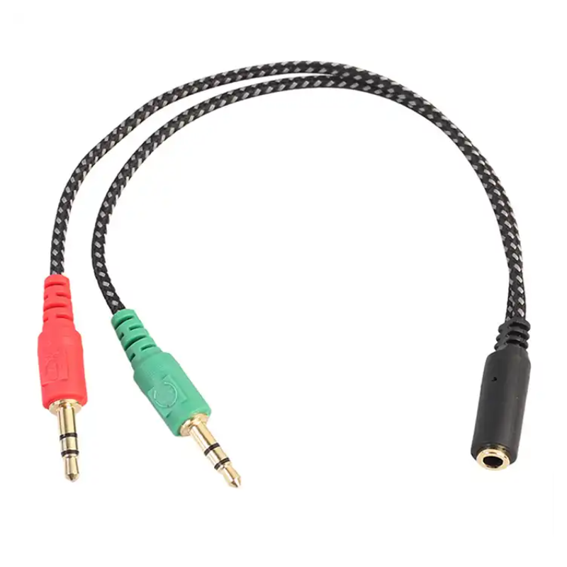 Écouteur Audio Mic Splitter Câble Adaptateur 2 Mâle à 1 Femelle 1 entrée à 2 sorties Stéréo Polybag Stock Aux Câble f