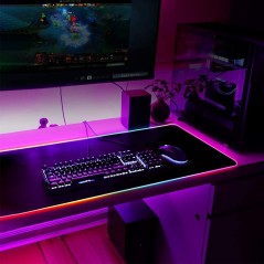 Grand tapis de souris de jeu RVB étendu ‎RS-07 Base en caoutchouc antidérapant avec 14 modes d'éclairage