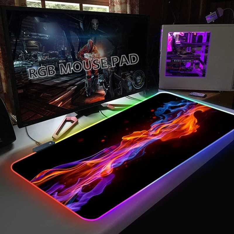 Grand tapis de souris de jeu RVB étendu RS-07 Base en caoutchouc antidérapant avec 14 modes d'éclairage Grand tapis de souris de jeu RVB étendu RS-07 Base en caoutchouc antidérapant avec 14 modes d'éclairage
