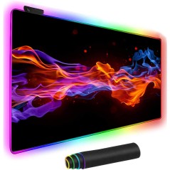 Grand tapis de souris de jeu RVB étendu ‎RS-07 Base en caoutchouc antidérapant avec 14 modes d'éclairage