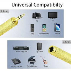 Adaptateur Audio stéréo, connecteur Jack 3.5/6.35MM vers femelle, convertisseur de prise Audio