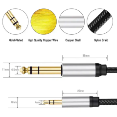 Câble audio Aux Jack 3.5mm à 6.35mm pour haut-parleur de voiture casque haut-parleur stéréo MP3/4 PC câble haut-parleur