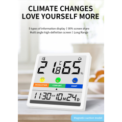 Thermo hygromètre domestique LX8116, de température et d'humidité d'horloge ultra-mince carré