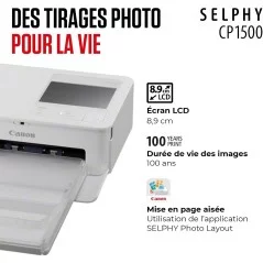 Imprimante photo Canon SELPHY CP1500 blanc (Wi-Fi USB Carte SD)