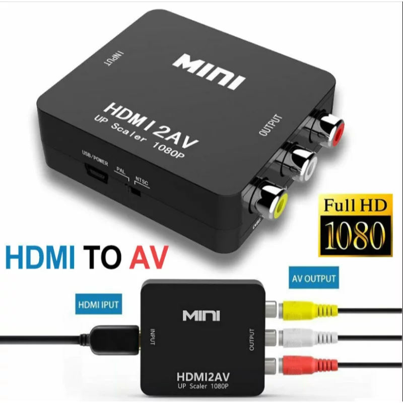 Convertisseur adaptateur Composite 1080P RCA AV vers HDMI, adaptateur  AV2HDMI pour TV, PS3, PS4, PC, DVD, Xbox, projecteur avec câble USB -  AliExpress