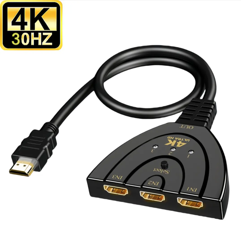 Répartiteur HD HDMI 3 ports 4K 3x1 1080P automatique 3 en 1 pour DVD HDTV Xbox PS3 PS4 PS5 Répartiteur HD HDMI 3 ports 4K 3x1 1080P automatique 3 en 1 pour DVD HDTV Xbox PS3 PS4 PS5