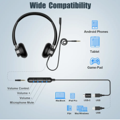 Casque filaire avec Microphone NewBee H361 pour Professionnel Téléphone Ordinateur