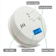 Alarme de monoxyde de carbone blanc alimentée par batterie