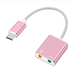 Carte son USB externe Type-C vers casque audio USB stéréo 3D pour Mac OS X Windows