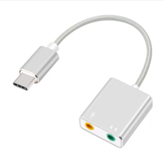 Carte son USB externe Type-C vers casque audio USB stéréo 3D pour Mac OS X Windows