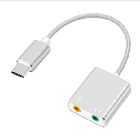 Carte son USB externe Type-C vers casque audio USB stéréo 3D pour Mac OS X Windows